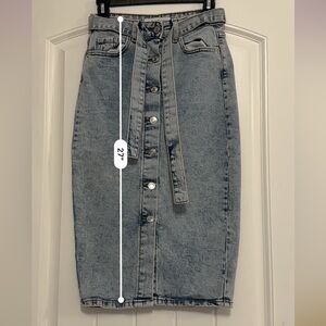 PRIMARK Lightwash Denim Skirt with Buttons